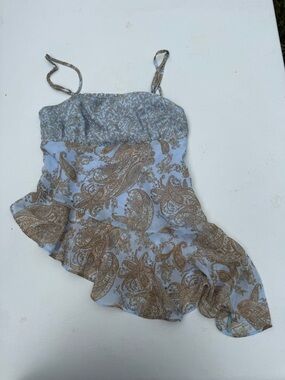 Urban Outfitters Blue and Brown Paisley Tank Top
